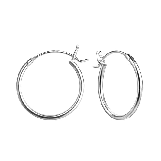 18mm Sterling Silver French Lock Ear Hoops
