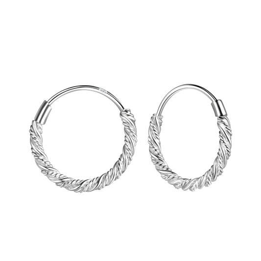 14mm Sterling Silver Twisted Ear Hoops
