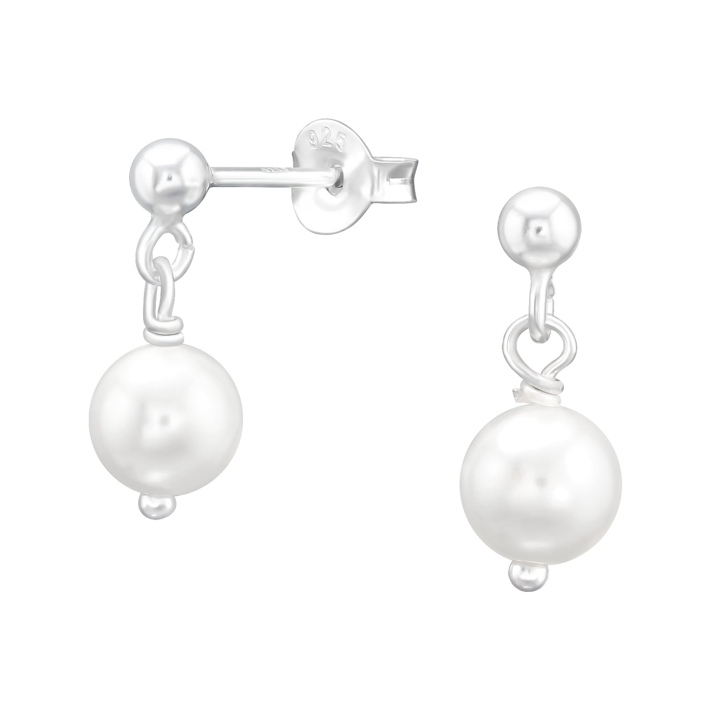 3mm Ball - 925 Sterling Silver Pearl Ear Studs
